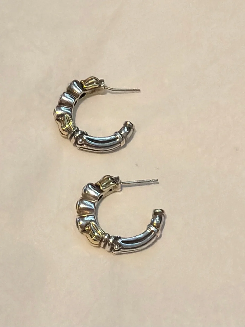 Lagos 18K Gold Silver 925 Blue Topaz Hoop Earrings - Picture 7 of 7